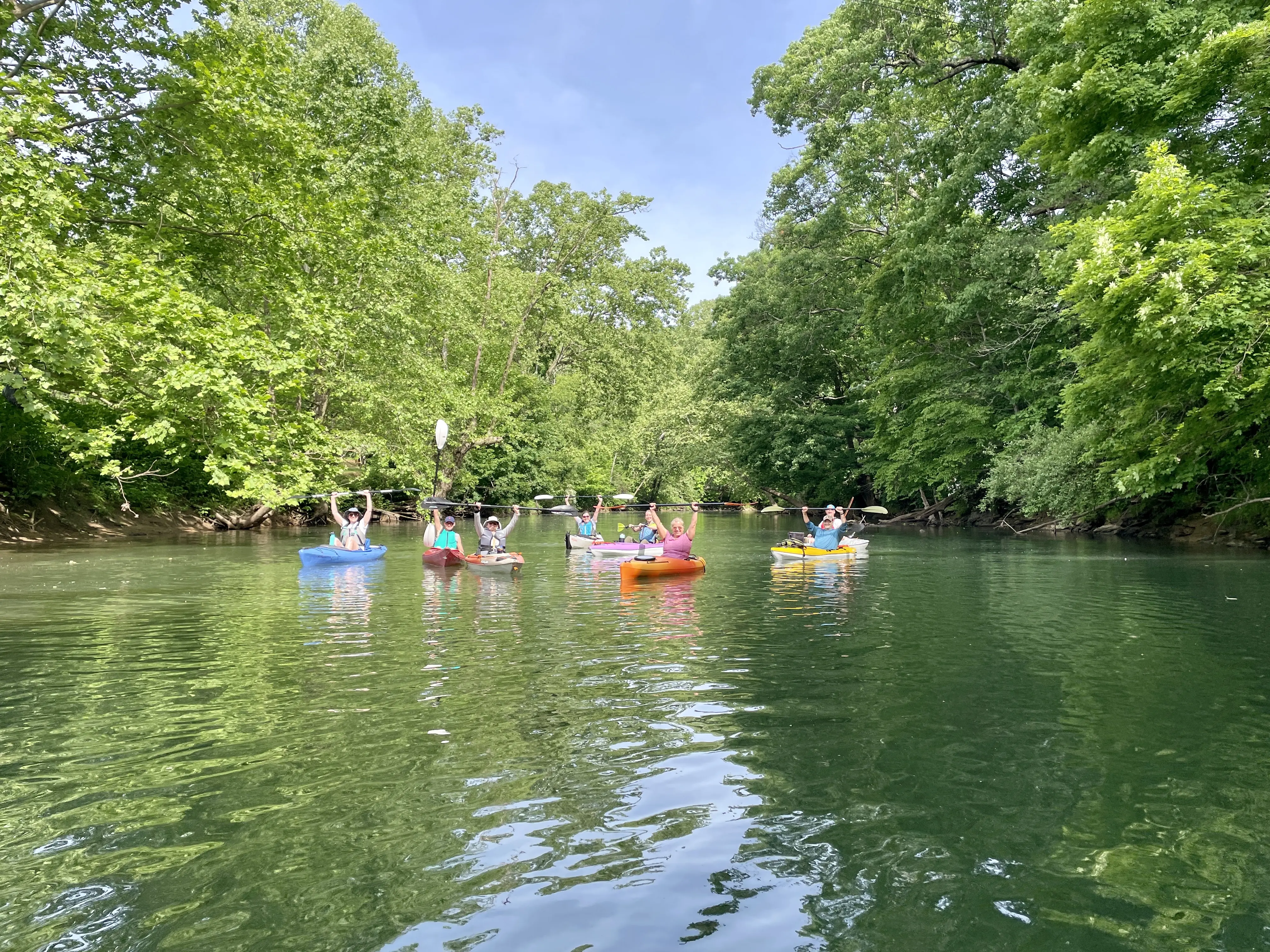 Group paddlers near Riverwalk Park