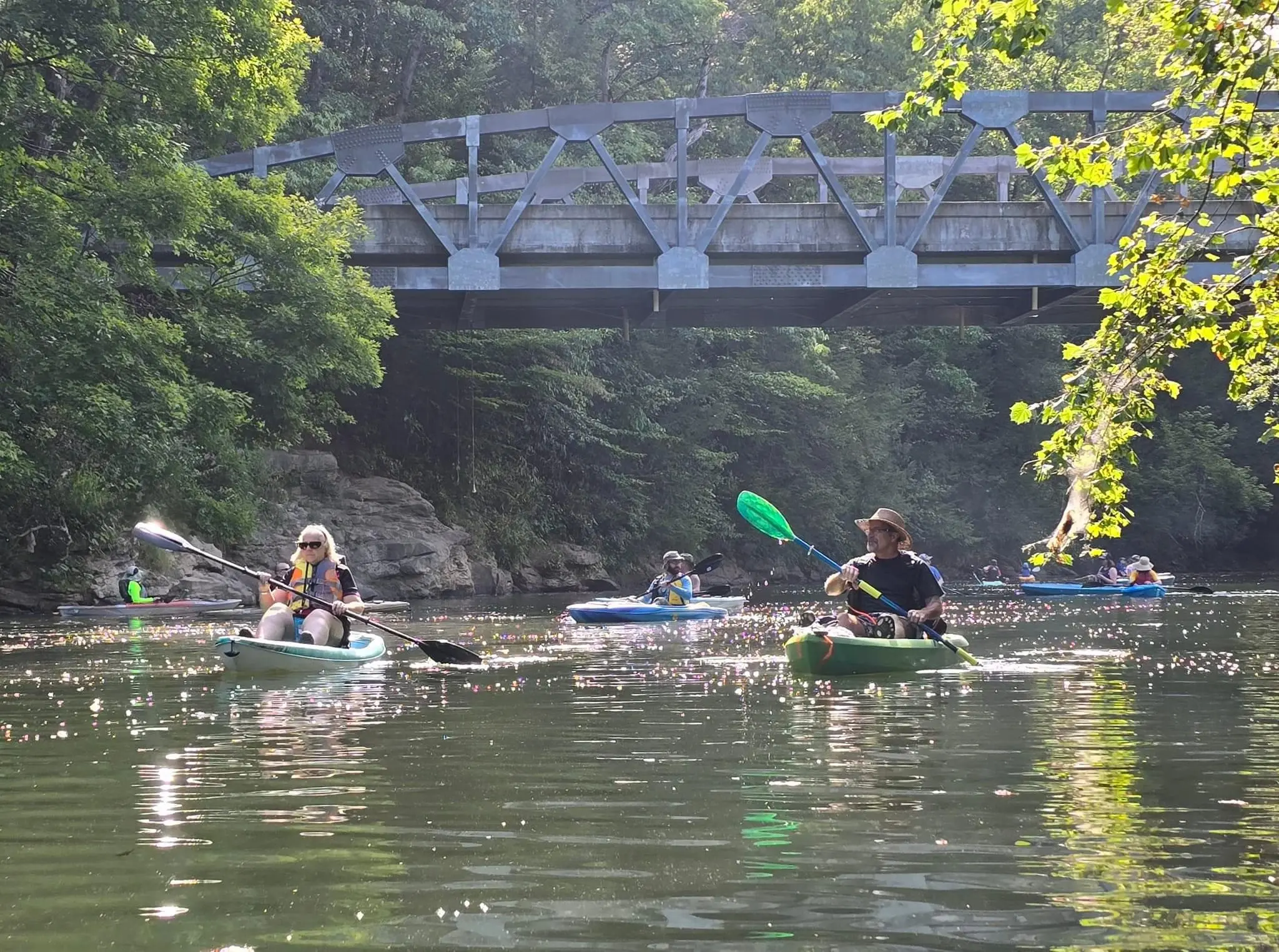 Paddlers during Riverfest near the Hampton Bridge
